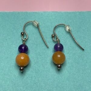 💛 Classic 925 Purple Amethyst and Orange Citrine Beaded Earrings